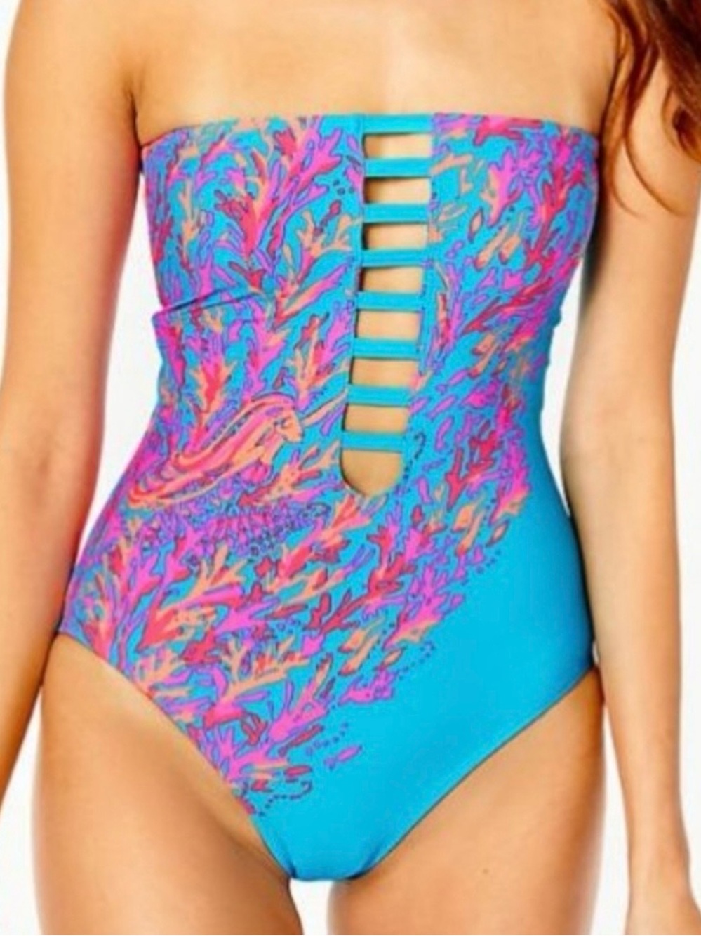 Lilly Pulitzer Teslee One Piece Swimsuit Turquoise Oasis Sz 14
